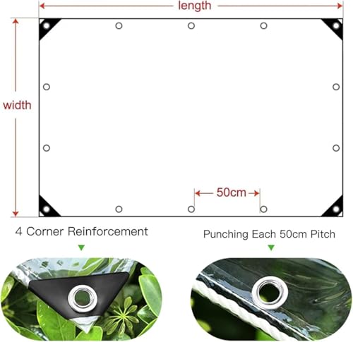Bâche transparente en PVC 1,4x3,4 m étanche avec œillets et corde - 5