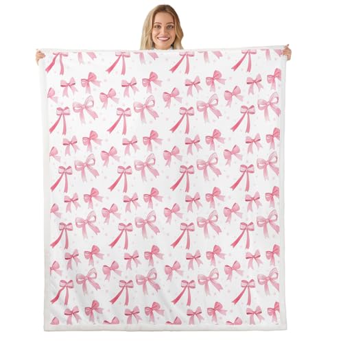 feelingyou Alfombra rosa femenina, manta de felpa estilo cuento de princesa con lazo para decoración del hogar, bonita alfombra de forro polar con lazo para niños, para decoración de sofá, alfombra de