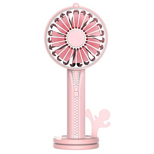 Preisvergleich Produktbild Handheld Mini Fan tragbare elektrische Lüfter 3 Geschwindigkeit einstellbare Multifunktions-Lüfter Kühlung für Büro / Home / Outdoor / Reisen / Camping, 2000mA Batterie mit großer Kapazität,Pink