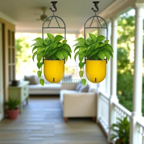 Image of Indian Discovery Self Watering Ceiling Hanging Planter|Hanging /Hooked Flower Pots for Home, Balcony, Garden Decor Flower Pots(6 Pcs, Multicolor,Sphere)|6 Inch UV-Resistant Plastic Plant Pots