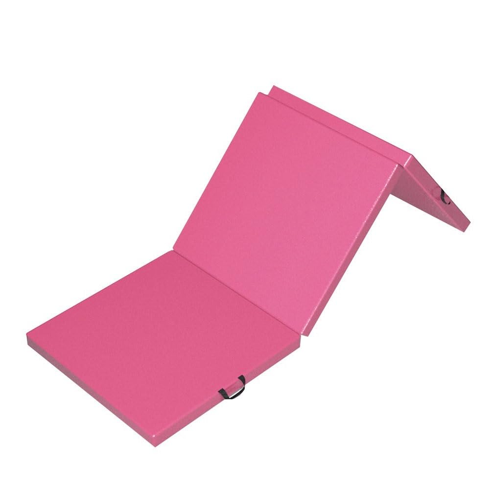 Estera Plegable Triple Para Ejercicios De Gimnasio Con Asas De Transporte Para Entrenamiento En Casa, Entrenamientos Básicos, Estiramientos, Yoga (Color : Rosado, Tamaño : 180x60x5cm)