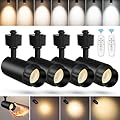 ?2024 Upgraded?10-Color Zoomable 12W LED Track Lighting Head Dimmable H Track Light Remote Control Bright Rail Ceiling Spotlight Fixtures for Accent Art 2700K~6500K 15°~60° CRI90 1200lm black 4 Pack
