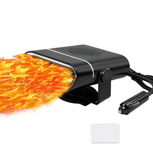 150W 12V car heater and Fan, Portable Auto Defroster Defogger with Dual Mode, 360° Rotatable for Interior Warming and Cooling, Easy Plug-in