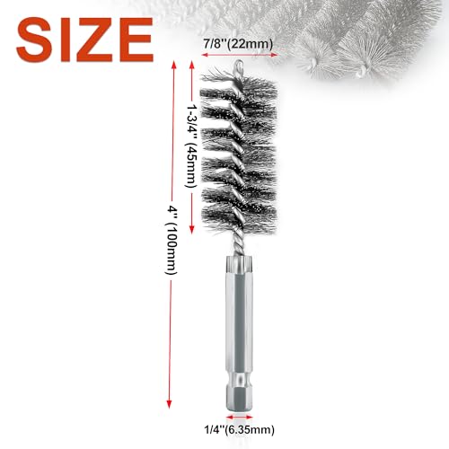 Image of 5Pcs 7 /8 inch Stainless Steel Wire Bore Brush for Power Drill Cleaning