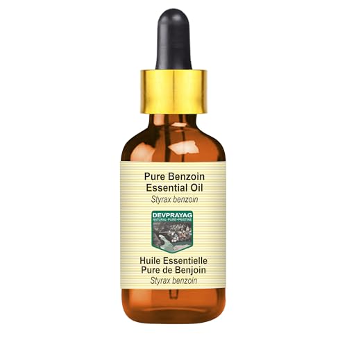 Devprayag Benzoin Essential Oil (Styrax Benzoin) with Glass Dropper | Pure | Viscous Texture | Unisex | All Skin Types | External Use | Natural Extract | Steam Distilled 100ml (3.38 oz)
