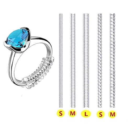 Ring Size Adjuster for Loose Rings Invisible Transparent Silicone Guard Jewelry Tightener Resizer 5 Sizes Fit Almost Any Rings 5 Pack