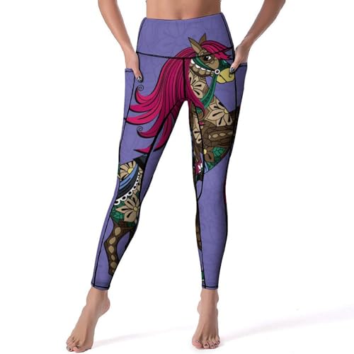 Legging floral cheval pour le yoga et le jogging quotidien en taille S