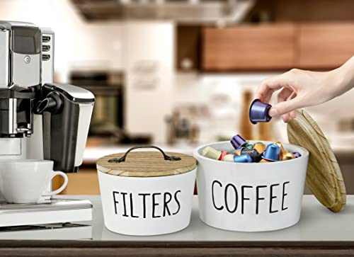Coffee Pod Holder With Lid, Coffee Filter Holder/ Storage Container Basket, Wood Coffee Station/ K Cup Organizer For Counter, Coffee Bar Accessories Organizer #TOP1