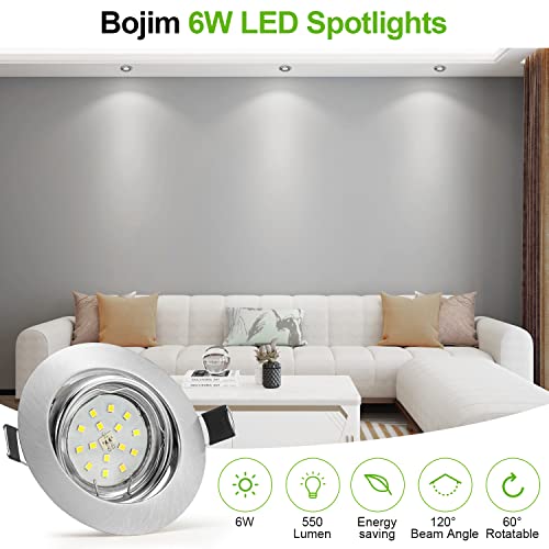 Bojim Spot LED Encastrable Plafond Orientable, 10x 6W Éclairage Encastré GU10 Blanc Neutre 4000K Spot Plafond 550lm Equivalente de 54W 120°d'éclairage 220V Métal Nickel Non Dimmable IP20 - Image 3