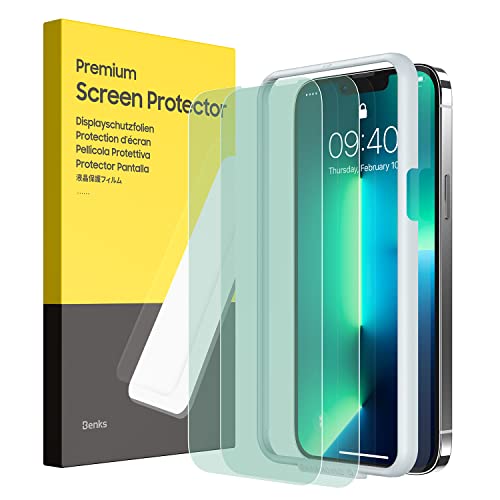 BENKS Compatible With iPhone 13 Pro Max Screen Protector Anti Blue Light, [2 Pack] HD Clear Eye Protection Tempered Glass 9H hardness Full Coverage Protective Film design for iPhone 2021, 6.7â€