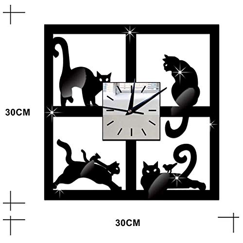 Horloge murale acrylique chat salon chambre décoration 30cm - 6