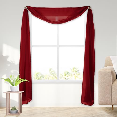 Elegant Comfort Lightweight Sheer Voile Window Scarf Valance - 216 Inch Long - 1 Panel Sheer Curtain...