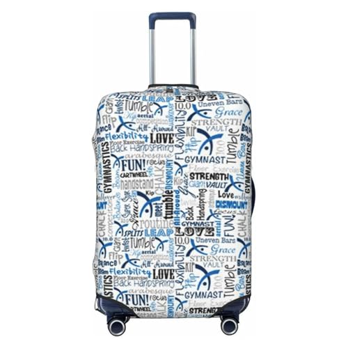 Gymnastics Blue Print Suitcase Cover Luggage Protector Washable Elastic Fashionable Travel Gear Cover