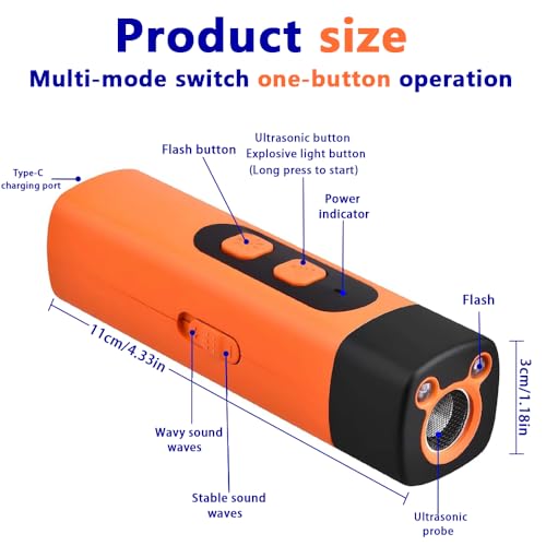 Anti Bell Gerät Hunde,Ultraschall Hundeabwehr,Wiederaufladbar Antibell Ultraschall Gerät,Hunde Bellen Stoppen,Schonendes Ultraschall Hundegebell mit 3 Einstellbaren Frequenzen LED-Taschenlampe