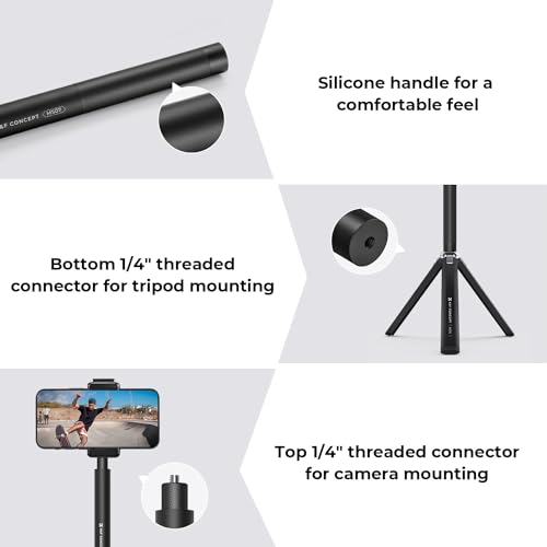 K&F CONCEPT MS07 153CM Selfie Stick,Unsichtbarer Selfiestick,Einbein Stativ mit GoPro-Adapter,Extendable Handheld Pole Stick Monopod Kompatible mit GoPro DJI Osmo Pocket 4/3,Insta360 X5/X4/Ace/Ace Pro