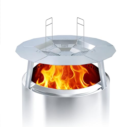 COGRICHBF Heat Deflector for Solo Stove Bonfire 19.5 304 Stainless Steel with Handle Expands Heat Radius & Redirects Warmth for Backyard Fire Pit and Camping