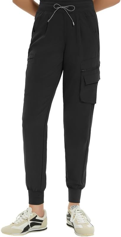 Kitmaz Medical Scrub Pants for Women — Mid Rise Jogger Pants with Yoga Waistband, 4-Way Stretch, Anti-Wrinkle & 8 Pockets