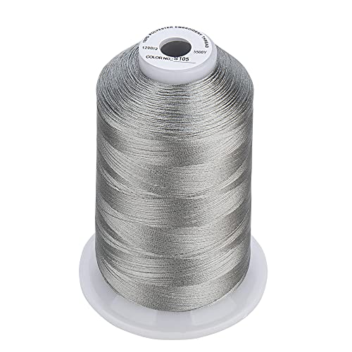Simthread - 33 Selections - Various Assorted Color Packs Of Polyester Embroidery Machine Thread Huge Spool 5500Y For All Sewing Embroidery Machines - 3 Different Gray Colors #TOP2