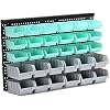 Wall Mounted Storage Bins Parts Rack 2 Colors Garage Plastic Shop Tool Organizer, ABS Plastic Garage Rack, Screw Storage 30 Bins