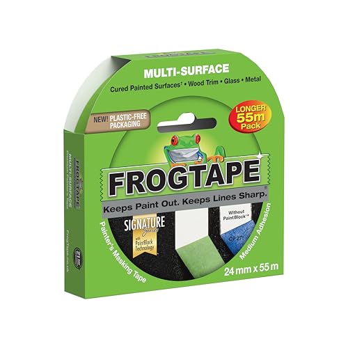 Frog Tape Green Multi Surface Painters Masking Tape Indoor Painting and Decorating For Sharp Lines and No Paint Bleed 24mm x 55m
