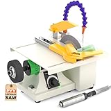 PYY Lapidary Saw - Jewelry Rock Saw w/Upgraded Diamond Blades & Woodworking Blade, 0-10000 RPM 350W for Cutting Rocks & Polishing, DIY Art Project Lapidary Equipment, 10