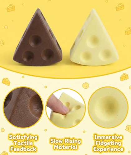 Image of 2Pcs Cheese Squishy, Taba Squishy, Dumpling Squishy-Stretchy Food-Shaped Sensory (Yellow and Brown)