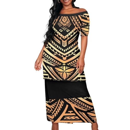 Polynesian Samoan Puletasi for Women | Polyester - Spandex Island Attire with Floral Patterns | Sizes S-4XL