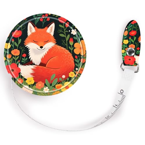Mengduxd Retractable Mini Tape Measure Auto-Retract Premium Leather Tape Measure Dual-Sided Ruler Ideal for Fabric Cutting Body Measurements and Handicrafts (Red Fox)