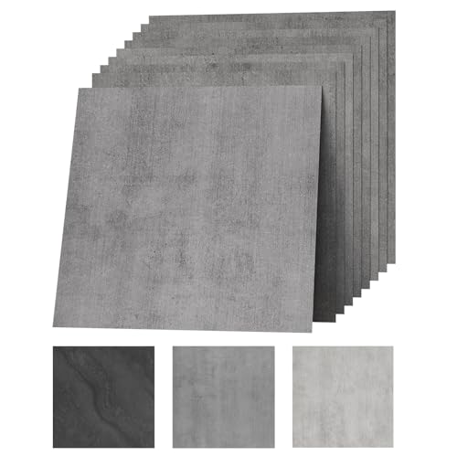 30x30cm PVC Pavimento Autoadesivo – Effetto Pietra Vinile Pavimentazione a Piastrelle, Vinile Laminato Impermeabile e Durevole per Soggiorno, Cucina, Bagno, Balcone Grigio Scuro 20 Piastrelle 1,8 m²