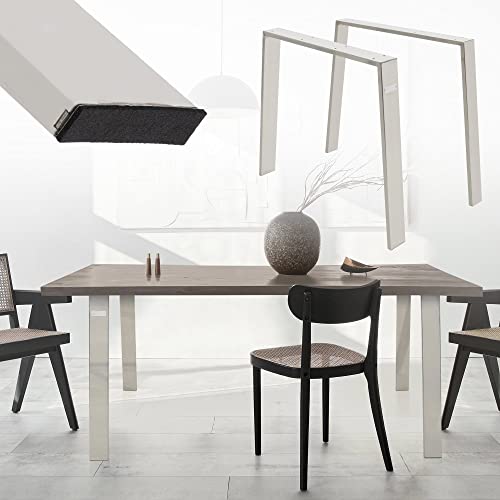 ML-Design 2X Patas de Mesa Loft 90 x 72 cm Soporte Plateado de Acero Inoxidable Bastidor para Mesa de Centro Base de Tablero Sostén para Esctritorio Pie Armazón Velador Marco Diseño Industrial