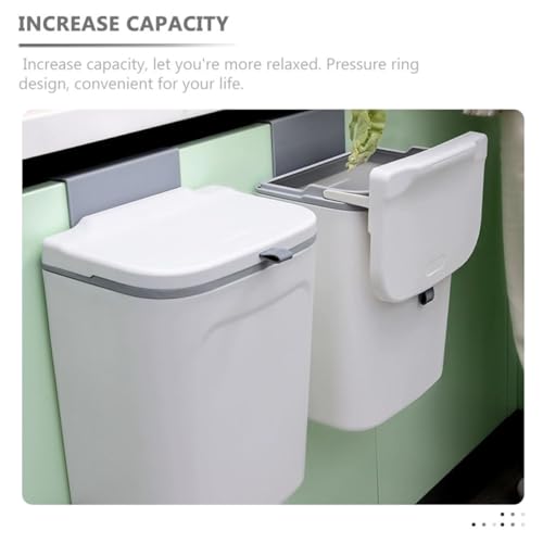 Caneca de basura para cocina blanca de 9 litros para colgar en pared miniatura 3