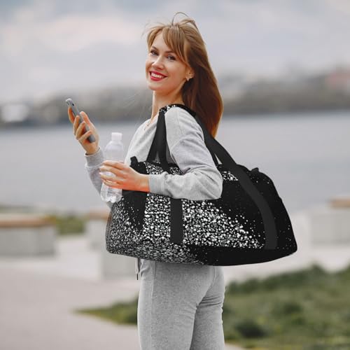 Bolsa de viaje grande e impermeable en blanco y negro 7