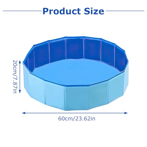LUFEIS Hundepool, 60x20 cm Hundepool Schwimmbad, Hundebecken Faltbar mit Ablassventil, Planschbecken rutschfest, Swimmingpool für Hunde, Faltbarer Pool Schwimmbecken für Kleine Hunde, Katze (Blau)