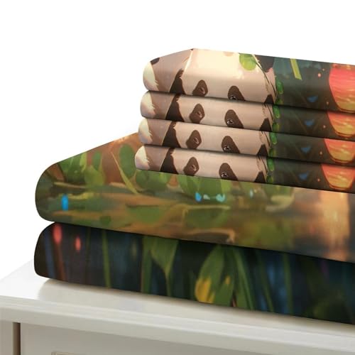 Housse de couette panda 135x200 cm avec taie d'oreiller pour parure de lit enfant