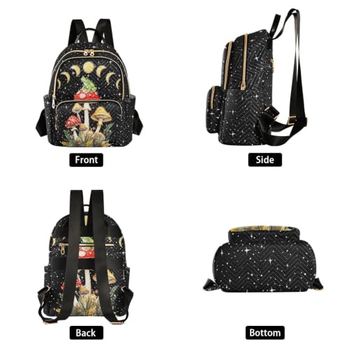 Image of Mushroom Frog Quilted Backpack Purse for Women Fashion Small Backpack M | Shoulder Bag Travel Casual Daypack