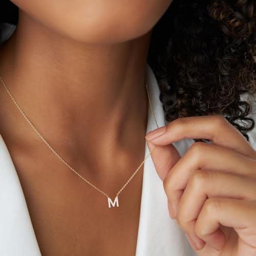 Initial Heart Necklaces for Women - Dainty Cute Necklace Small Layered 14K Gold Plated A-Z Letter CZ Pendant Trendy Satellite Chain Necklaces for Women Non Tarnish Gold Jewelry Set Gift