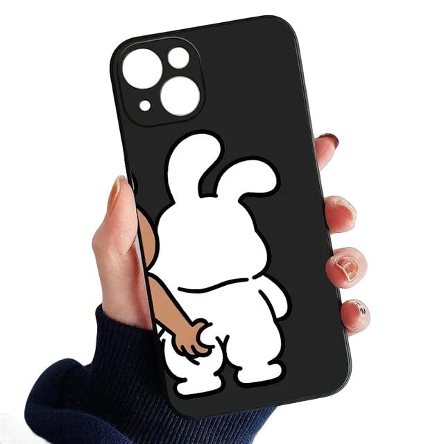 Mdybf Cover iPhone Custodia per La Coppia di Coniglietti di Orso Divertente per iPhone 14 13 12 15 11 PRO Max Mini 7 8 più Se XR XS XS Max Cover Gel Silice-per iPhone 13 Mini-M10