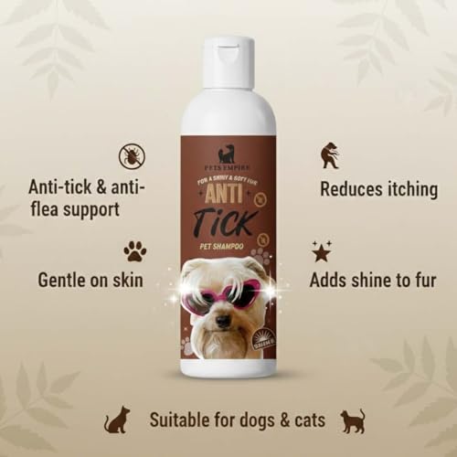 Image of Pets Empire 3-in-1 Dog & Cat Grooming Combo - Self-Cleaning Slicker Brush, Silicone Bath Brush & 200ml Anti-Tick Shampoo | Pet Grooming Kit for All Breeds