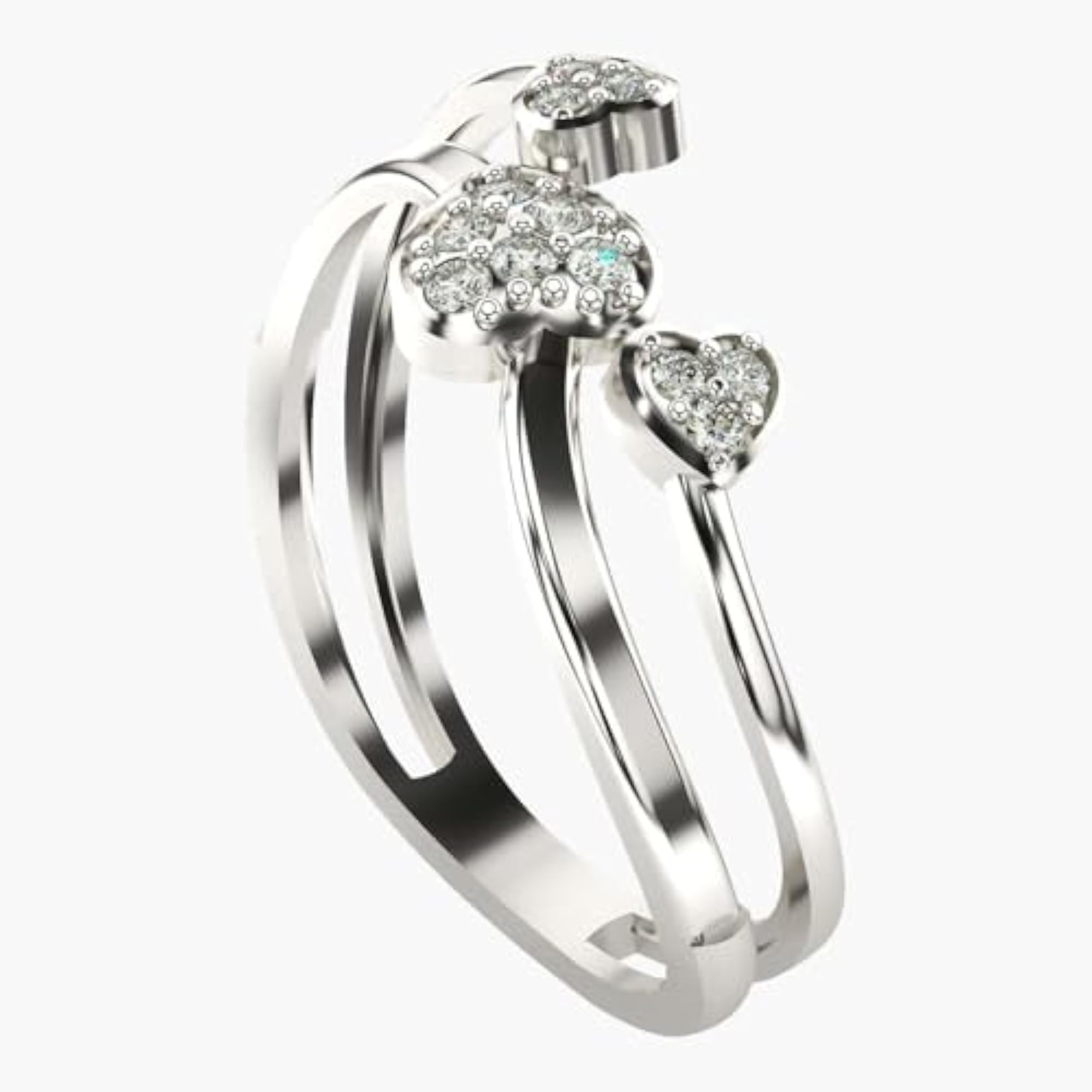 Women's Sterling Silver & Lab Grown Diamond 0.12cts Ring, Elegant