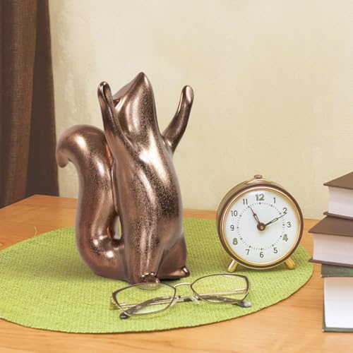 Escultura Chipmunk de cerámica con acabado metálico miniatura 4
