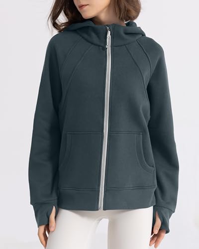 Womens Fleece Lined Half Zip Pullover Cotton Winter Warm Sweatshirt for Women with Thumbhole Pocket3