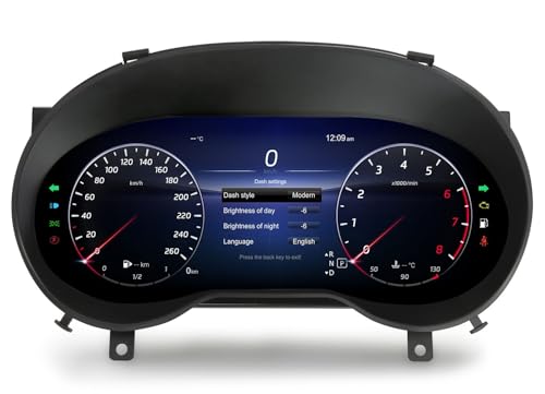 12,3" Écran LCD HD Tableau de Bord Numérique pour Mercedes Classe A/GLA/CLA W176 X156 C117 Combiné Numérique Plug & Play, Prend en Charge TPMS, Température Huile, Digital Dash Instrument Rechange