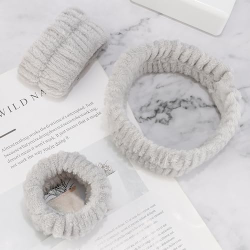 Chanaco Faixa de cabeça para lavar o rosto, pulseiras para lavar o rosto, faixa de cabeça de spa, fa