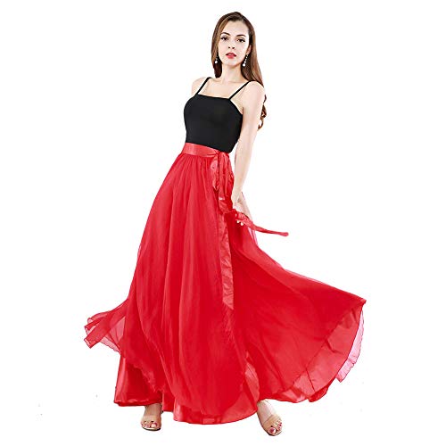 Jupe maxi rouge pour spectacle de danse du ventre taille L