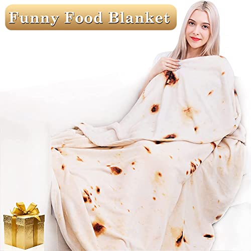 Jorbest Burritos Tortilla Wrap Blanket For Adults And Kids, Double Sided Funny Food Blanket, Novelty Funny Gifts For Women Men Teens, 285 Gsm Soft Flannel Taco Blanket, 60 Inches Yellow #TOP1