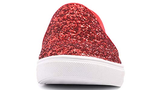 Feversole Women's Fashion Slip-On Sneaker Casual Flat Loafers Red Size 7.5 M Us #TOP2