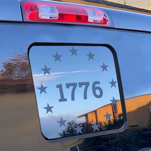 Xinghe for Ford F150 F250 F350, Rear Middle Window American Flag Decals, Matte Black USA Flag Decal for Truck Back Window, Waterproof Vinyl, Durable and Easy Remove Truck Decal (For 2015-2023 F150,