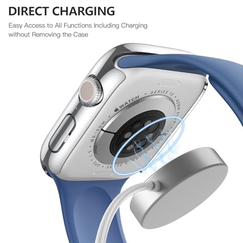 Image of Misxi Case with Screen Protector for 42mm Apple Watch Series 11 /10 | 2-Pack Cover with Tempered Glass for 11 /10, Scratch Resistant Sensitive Touch Protection, 1 Silver + 1 Transparent