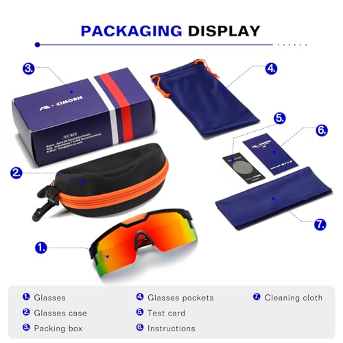 Image of kimorn Z87 Polarized Sport Sunglasses for Men | Wrap around Sport Frame, Polarized Lenses, Driving Fishing Cycling