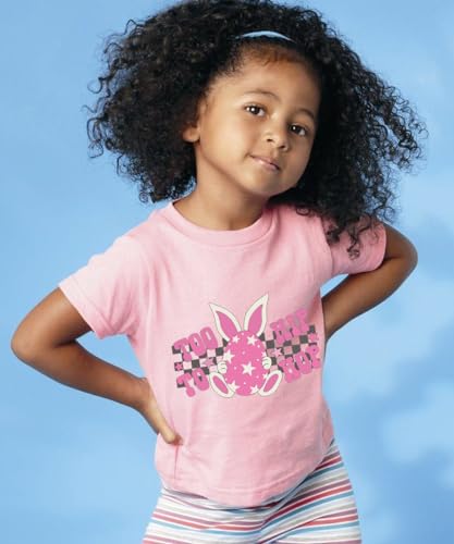 Toddlers Happy Easter Shirts Girls Cotton Short Sleeve T-Shirt Children's Eggs Hunt Tees Kids Tees Pink Clothes 1-7 T3